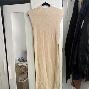 Mock Neck Maxi Rib-knit Dress
